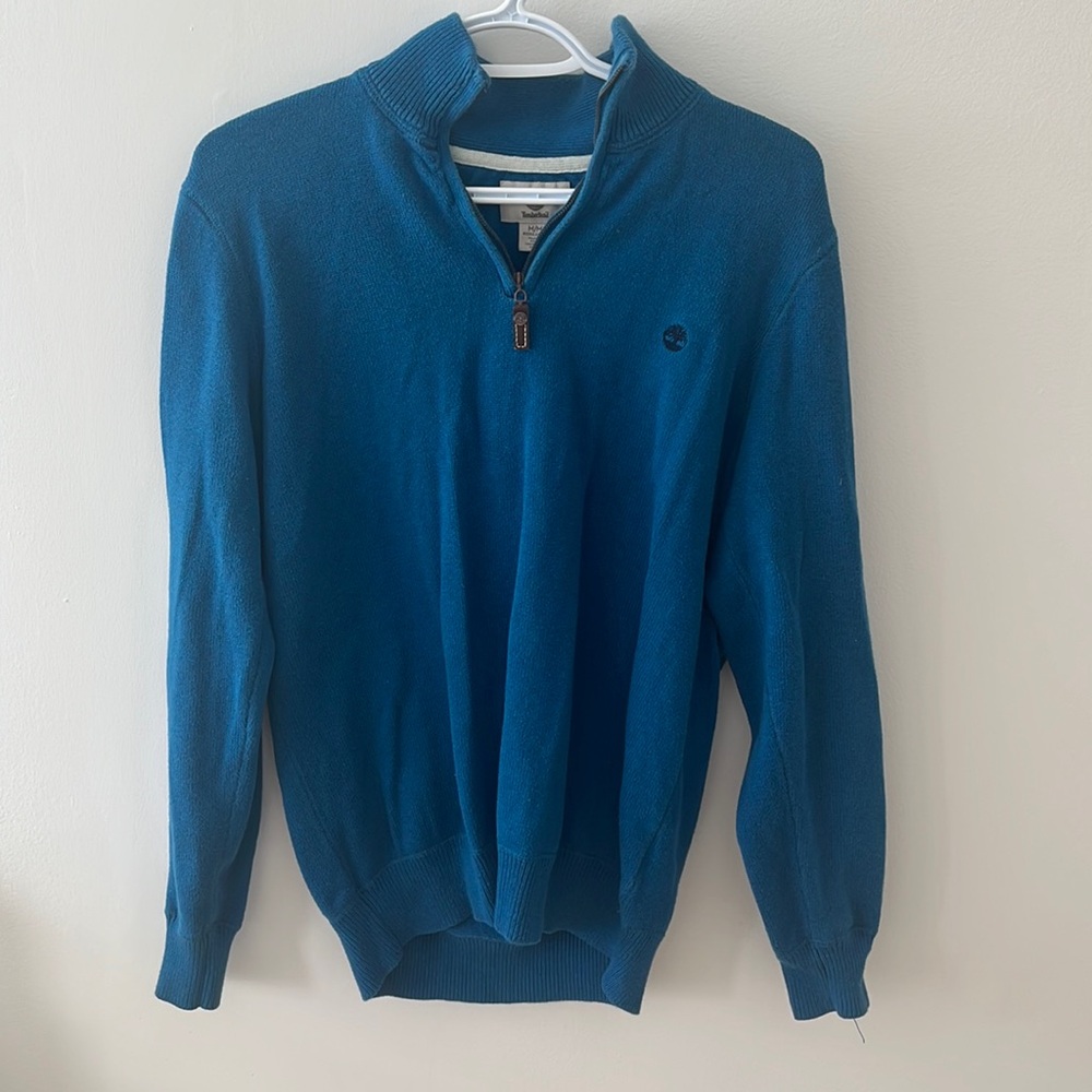 Size medium fits more like a small blue timberland quarter zip